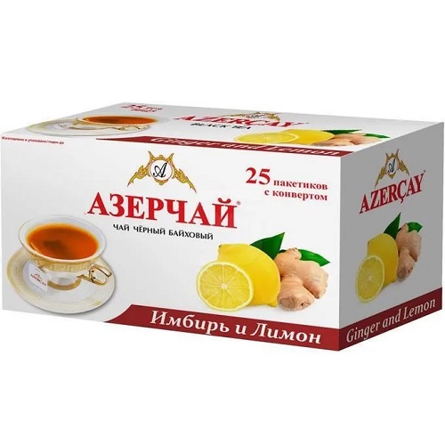 Азерчай чай черный с имбирем и лимоном, 25 пакетиков Азерчай чай черный с имбирем и лимоном, 25 пакетиков